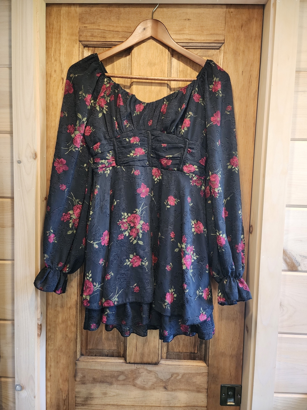 Thirty Thirty Black Floral Whimsigoth Mini Dress